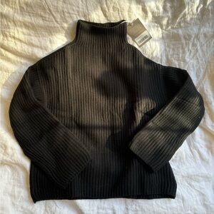 The Felted Merino Funnel-Neck Pullover in Black